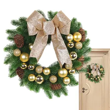 Božični Venec Dekoracijo Božič Žogo, Lokom Garland Vhodna Vrata Venec Umetno Božični Okraski S Trakom Za Okna