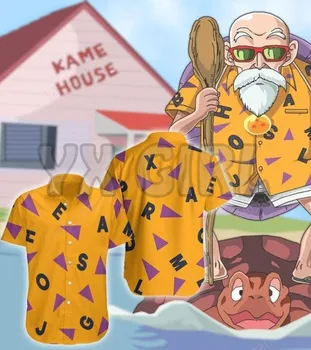 Camisas de verano par hombre y mujer, camisa hawaiana con estampado 3D de Master Roshi, estilo Harajuku, neformalno, Unisex