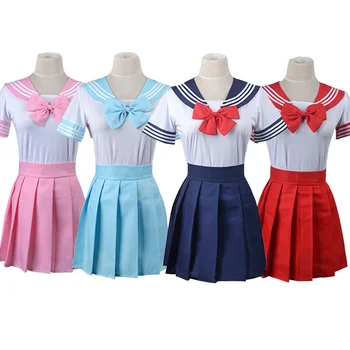 Japonski Slog Študent Dekleta Šolskih Uniformah Dekleta Mornarice Kostum Seksi Žensk Mornarice JK bo Ustrezala Mornar Bluzo Nabrano Krilo