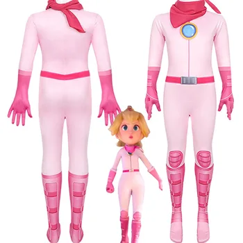 Princess Peach Cosplay Odrasli Otroci Jumpsuit Bodysuit Kostum Princeska Roleplay Prikrivanje Obleke, Ženske Halloween Carnival Party